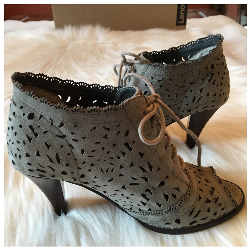 Suede Cut Out Open Toe Booties